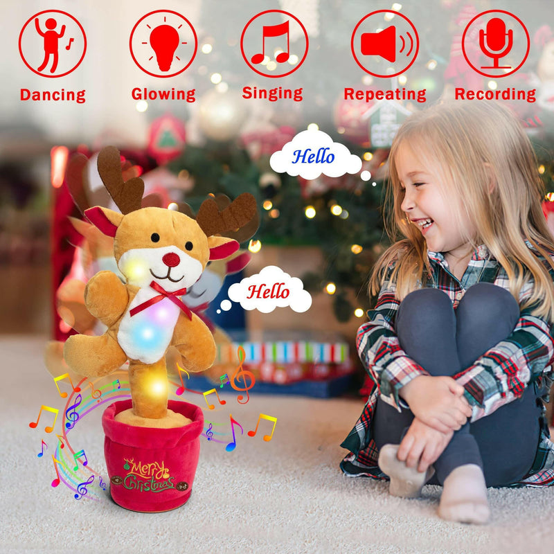 Dancing Christmas Toys Funny Tree Repeat Talking  Electronic Plush Toys Can Sing Record Lighten Early Education Funny Gift Christmas.