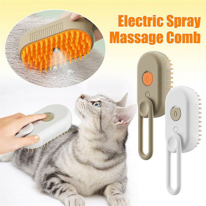 3 - in - 1 Electric Pet Grooming Tool - Cat & Dog Steamy Brush with Massage & Shedding Functions - Classy TrovesClassy Troves3 - in - 1 Electric Pet Grooming Tool - Cat & Dog Steamy Brush with Massage & Shedding FunctionsPamper your beloved pets with our innovative 3 - in - 1 Electric Pet Grooming Tool for the ultimate grooming experience. Imagine a steamy brush gently loosening tangle