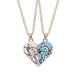 Disney-inspired heart necklace featuring Stitch and Angel pendants for couples, in gold and silver tones.