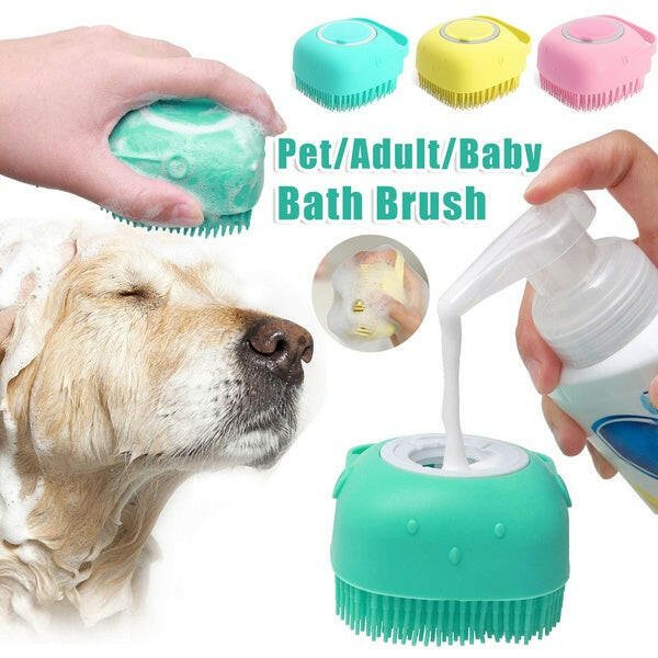 Dog Bathing Brush with Shampoo Dispenser – Soft Silicone Pet Massage Brush for Dogs and Cats, Rubber Bristles for Grooming - Classy TrovesClassy TrovesDog Bathing Brush with Shampoo Dispenser – Soft Silicone Pet Massage Brush for Dogs and Cats, Rubber Bristles for GroomingTransform your pet's bath time into a luxurious spa experience with our Dog Bathing Brush with Shampoo Dispenser. Imagine the soft si