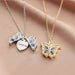 Fashion engravable butterfly pendant necklaces in silver and gold, showcasing "I LOVE YOU" charm for heartfelt gifts.