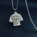 Silver Messi jersey pendant necklace with rhinestones, perfect for soccer fans and hip-hop jewelry enthusiasts.