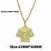 HNSP Cristiano Ronaldo CR7 jersey pendant necklace in gold with zircon details, measuring 47MM x 45MM and 70CM chain.