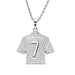 HNSP Cristiano Ronaldo CR7 jersey pendant necklace with zircon stones, perfect for soccer fans and hip-hop jewelry lovers.