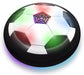 Hover soccer ball toy with LED lights and foam bumper, designed for indoor fun and safety for kids.