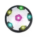 Hover soccer ball toy with LED lights, designed for indoor play, featuring a foam bumper for safe collisions.